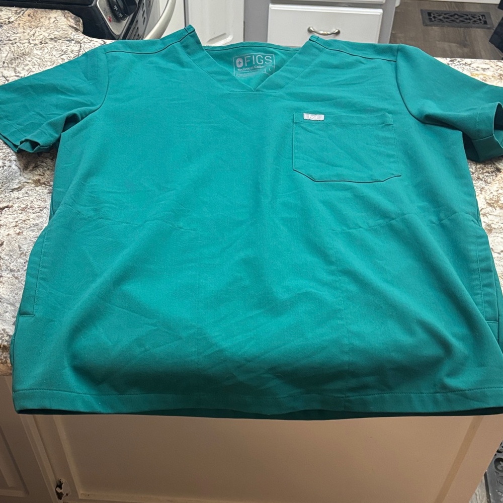 Figs Men's forest green V-Neck Scrub Shirt